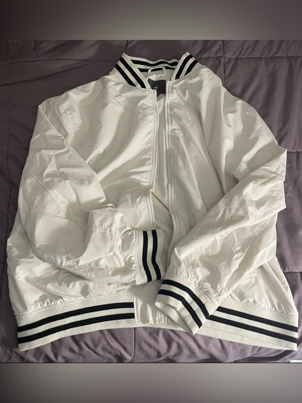 H&M White Jacket with Black Label